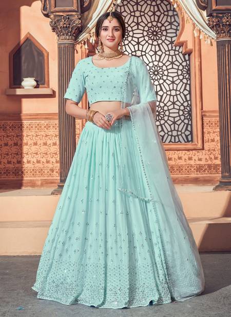 Sky Blue Colour BRIDESMAID VOL 12 Latest Exclusive Occasion Wear Georgette Thread With Sequence Embroidery Metalic Foil Work Lehenga Collection 1722
